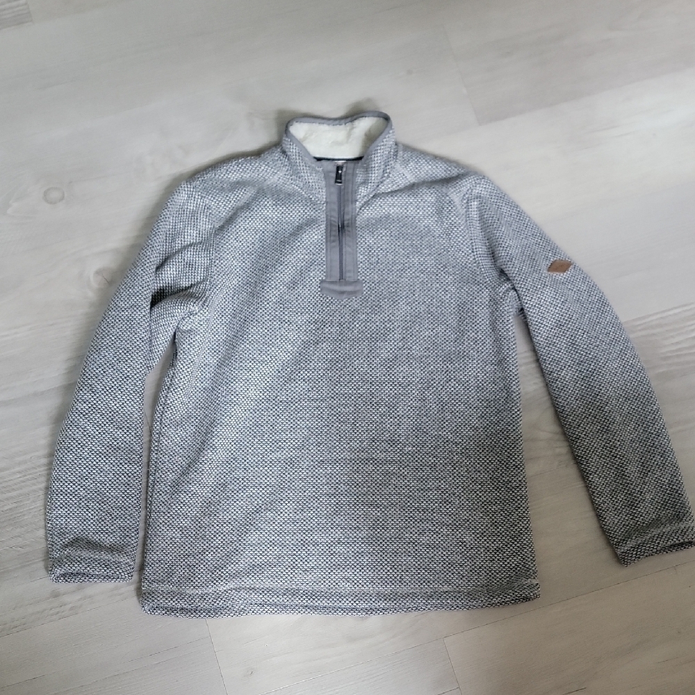 Orvis Black and White Quarter Zip Sweater Classic Design With Fleece Lined